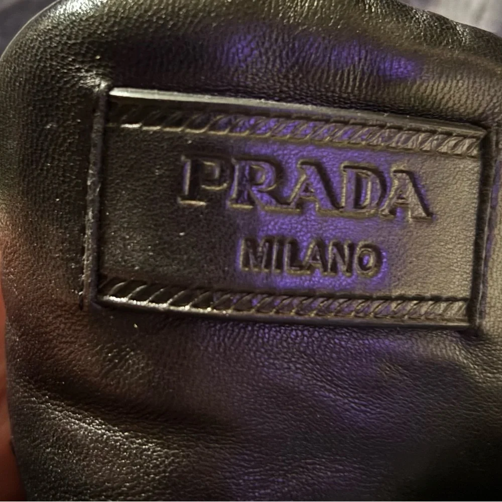 Prada Black Leather High-Heel Lace-Up Ankle Boot with Strap - Picture 2 of 7